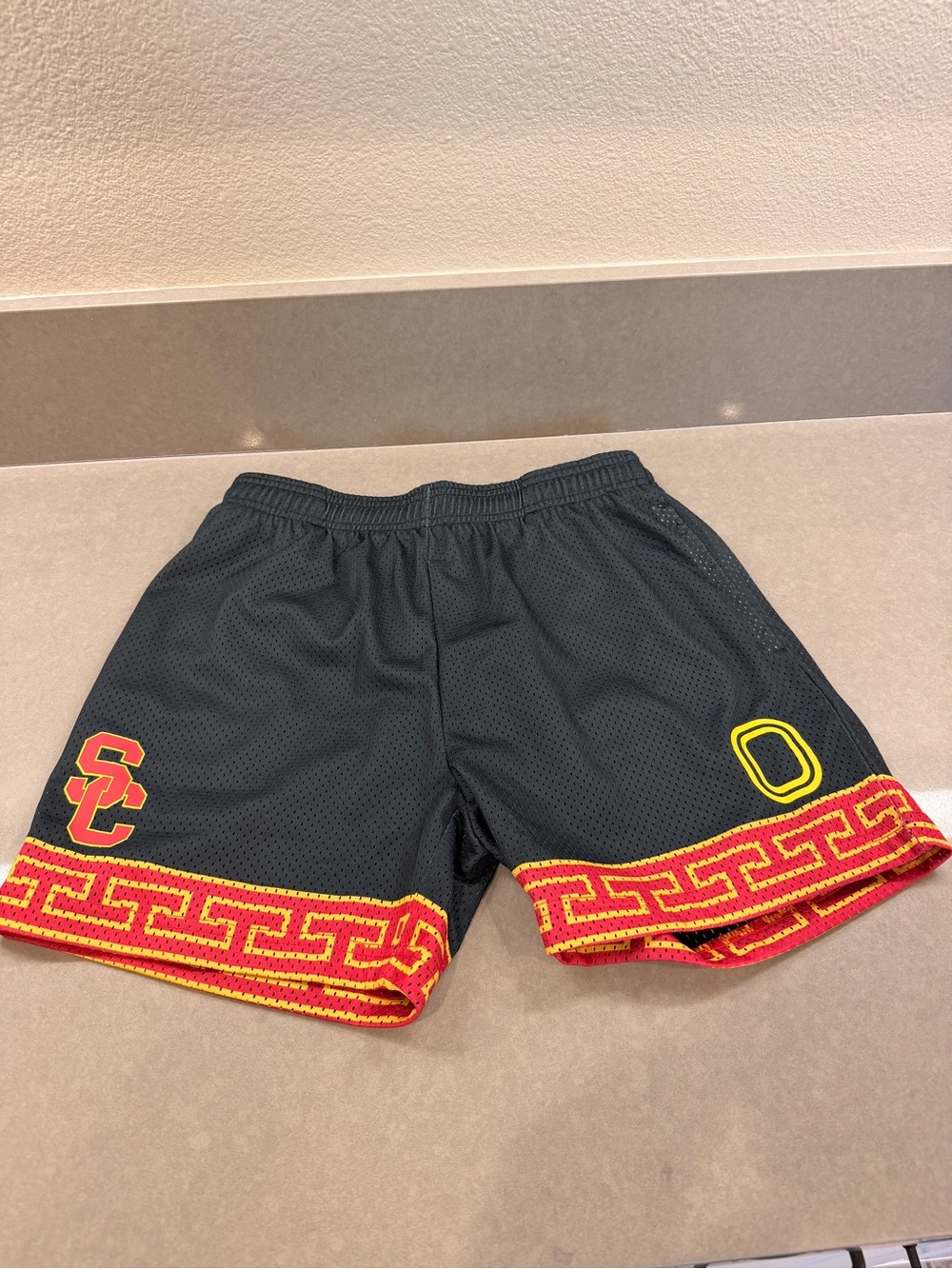 Overtime USC Black Athletic Mesh Shorts with Red & Gold Trim